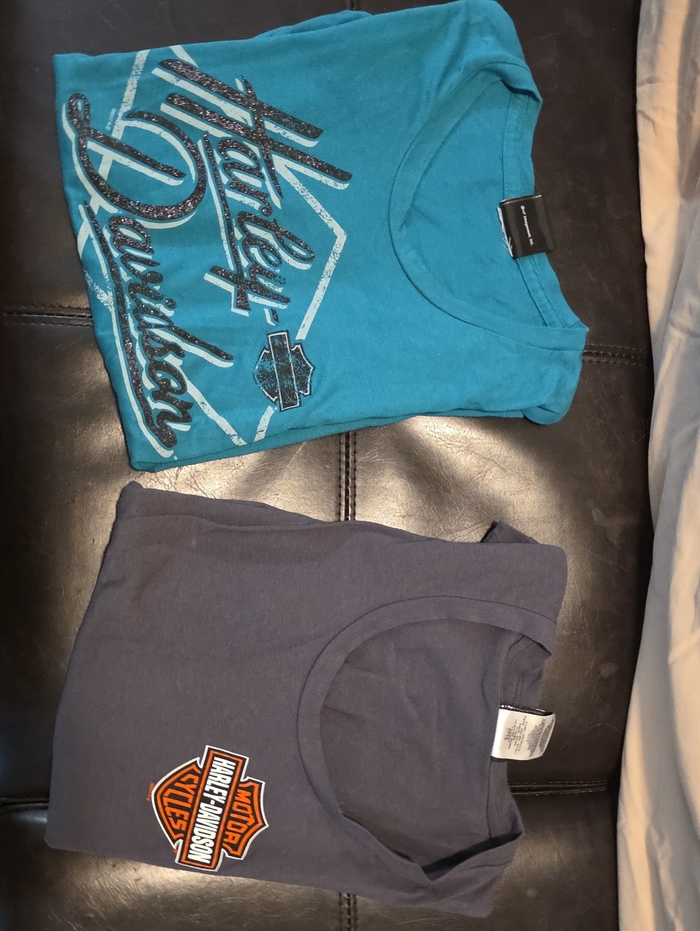 Harley-Davidson Teal and Gray Women's Short-Sleeve Graphic Tees